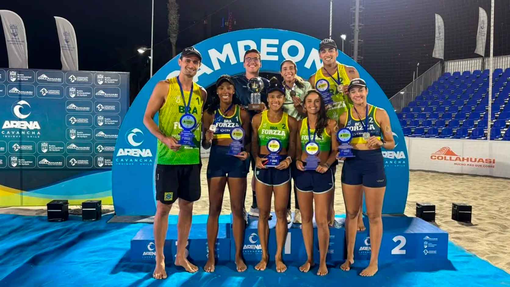Brasil encerra a temporada do Circuito Sul-Americano de vôlei de praia com dobradinha dourada em Iquique